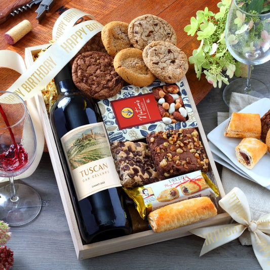 Bakery & Red Wine Birthday Gift Tray
