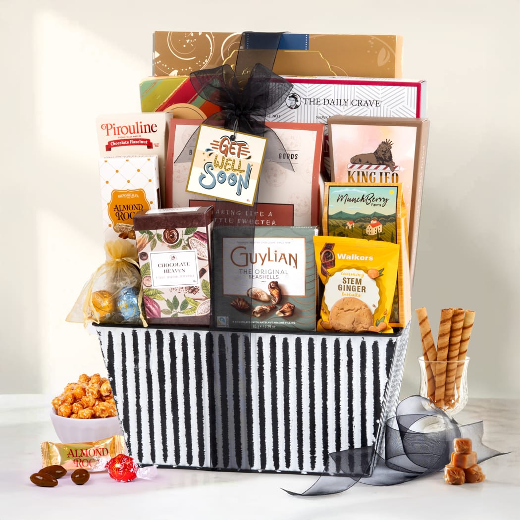 Get Well Deluxe Striped Gift Basket