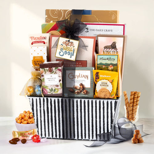 Get Well Deluxe Striped Gift Basket