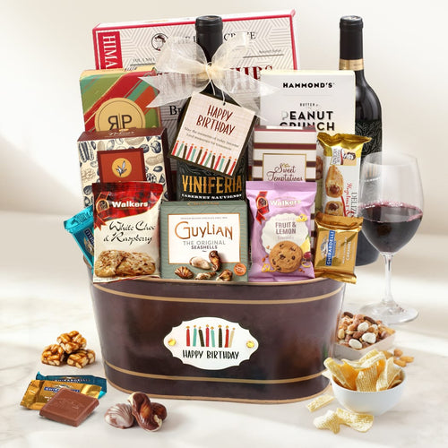 Happy Birthday Gourmet Wine Gift Basket