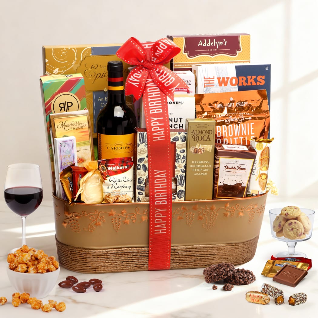 Happy Birthday Wine Delights Gift Basket