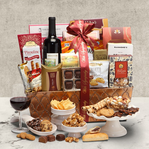 With Sympathy Deluxe Wine Gift Basket